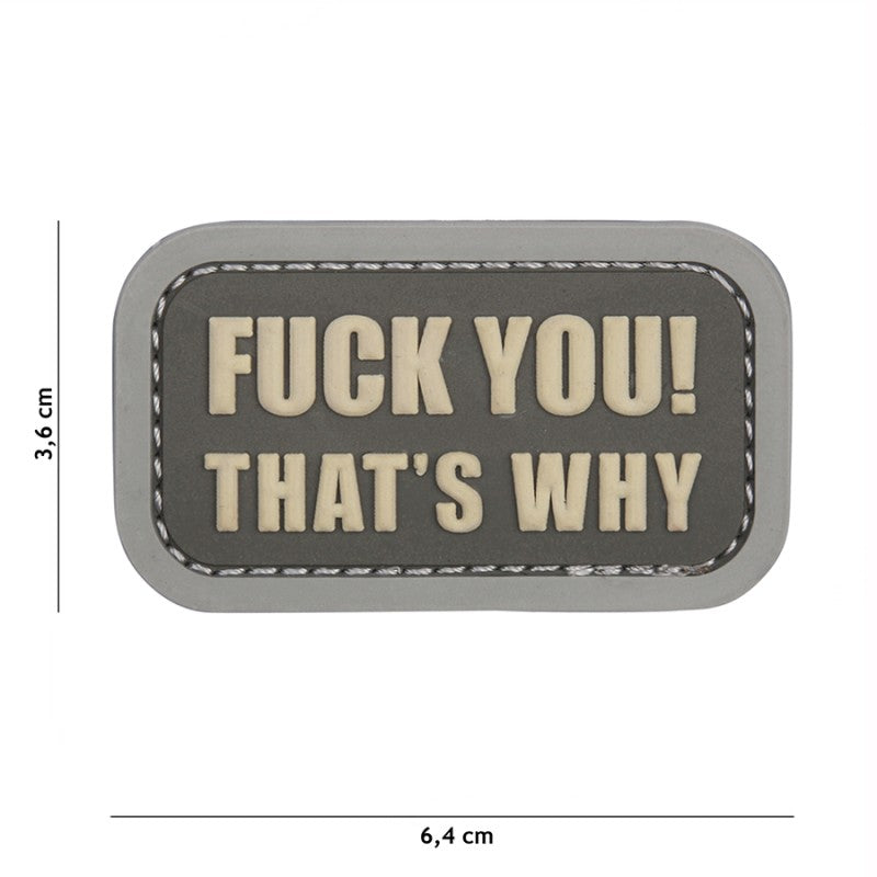 Patch 3D PVC Fuck you that's why grey