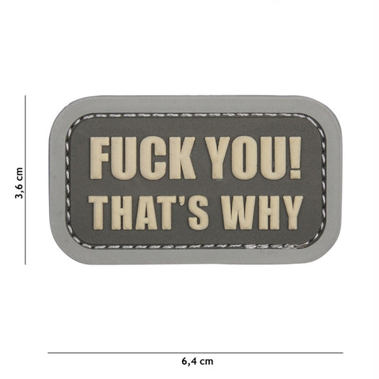 Patch 3D PVC Fuck you that's why gray