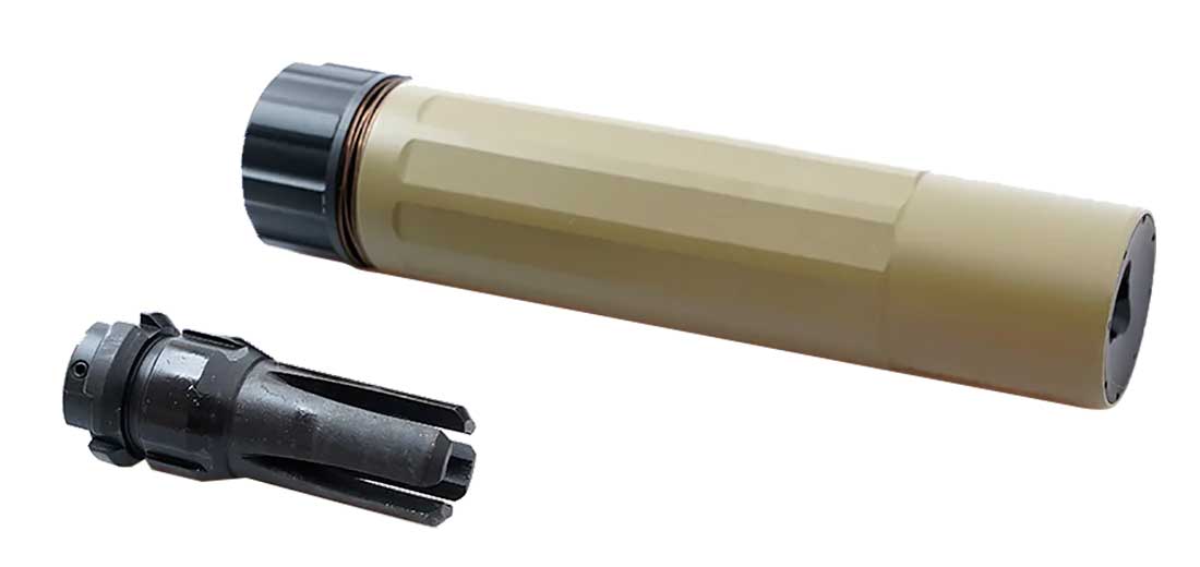 5KU DA SANDMAN-S silencer with hider for 14mm- electric gun (tan)
