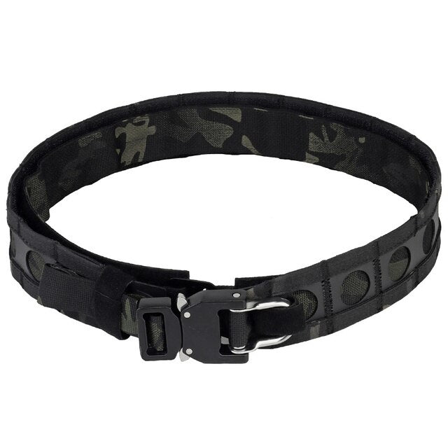 Iron Style Airsoft Bison Tactical Belt Two Layer Quick Detach Metal Buckle Lightweight Molle Waist Belt Multicam Black