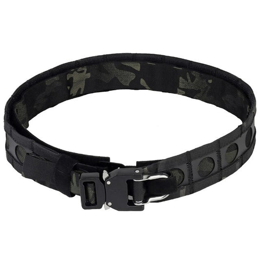 Ferro Style Airsoft Bison Tactical Belt Two Layer Quick Detach Metal Buckle Lightweight Molle Waist Belt Multicam Black