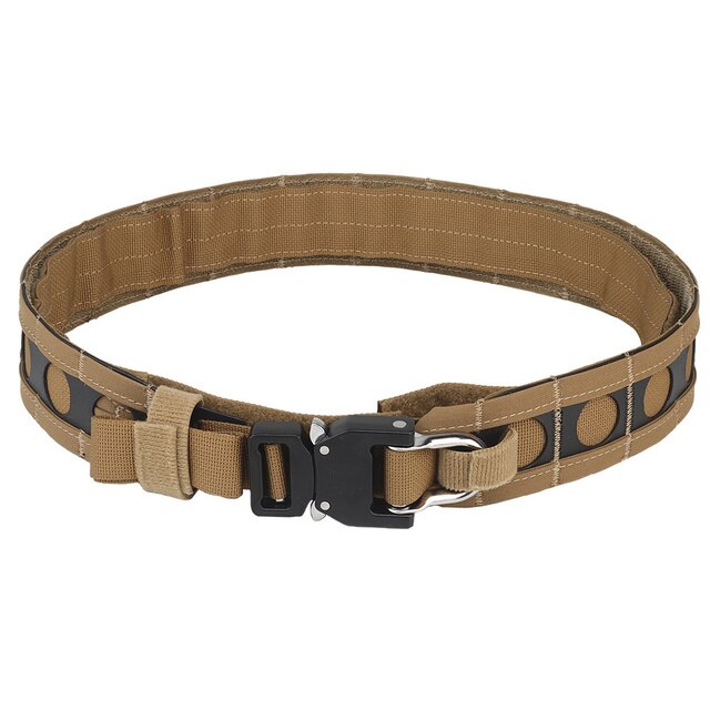 Ferro Style Airsoft Bison Tactical Belt Two Layer Quick Detach Metal Buckle Lightweight Molle Waist Belt Coyote Brown