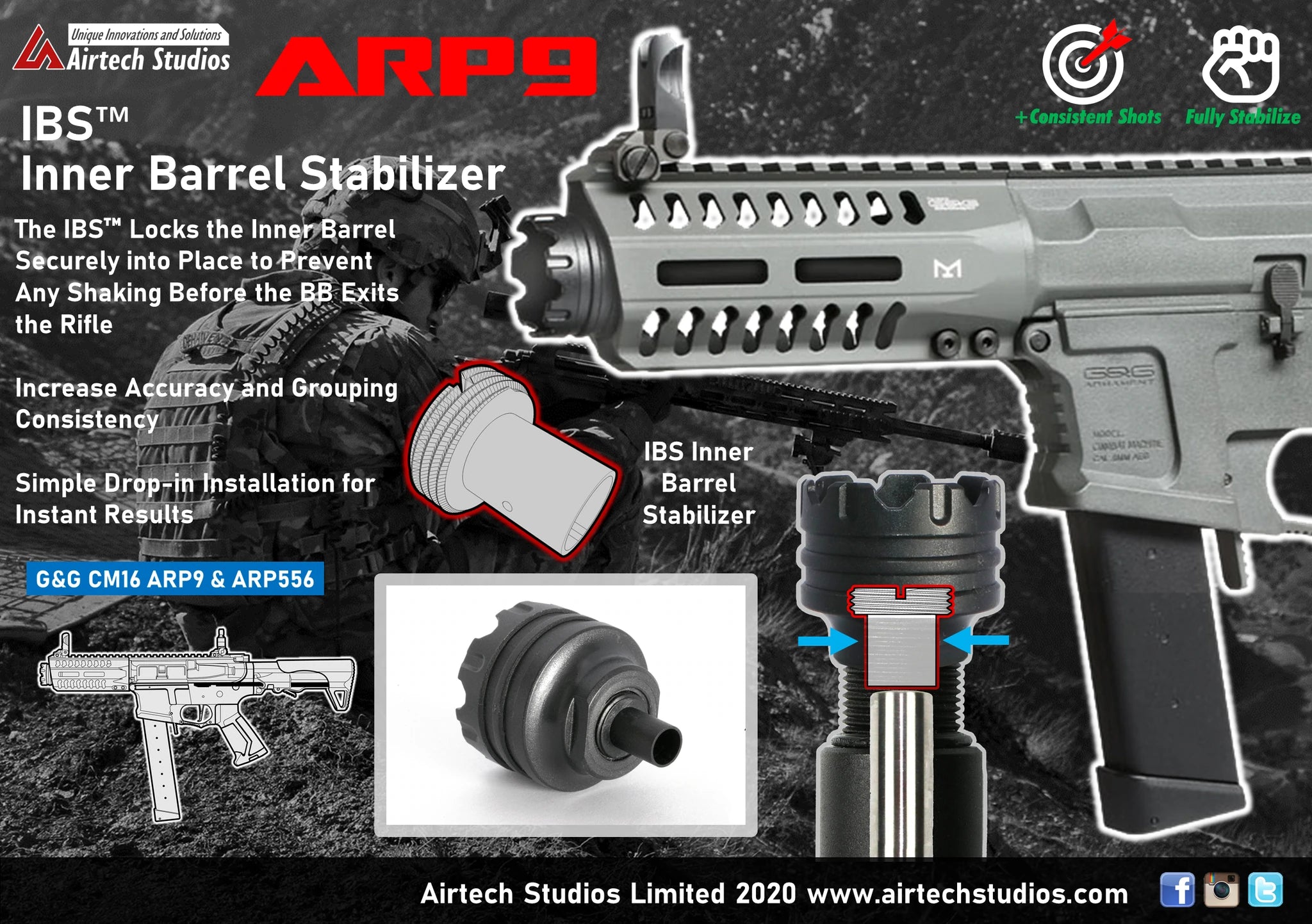 AIRTECH STUDIOS G&G Arp9/556 IBS Inner Barrel Stabilizer