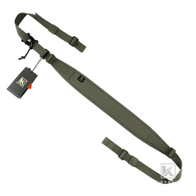 Iron Style Airsoft 2 Point Sling 2.25" Removable Padded Rapid Adjust Slingster Quick Pull Tab Rifle Accessories Ranger Green