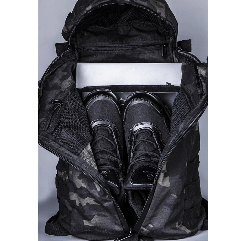 Tactical Combat Backpack Large Capacity Waterproof Army Multicam Black