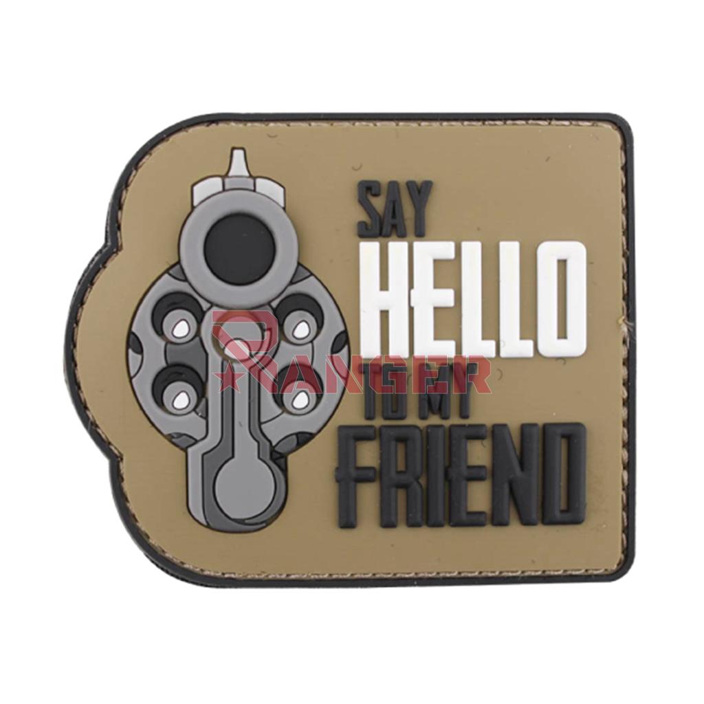 Patch PVC 3D Revolver hello to my Friend TAN