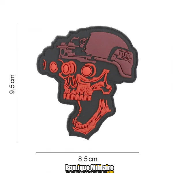 Patch 3D PVC Night vision skull red #19044