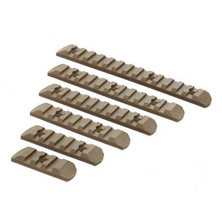MP Keymod & M-LOK Polymer Rail Set (6 pcs) - Color: Dark Earth