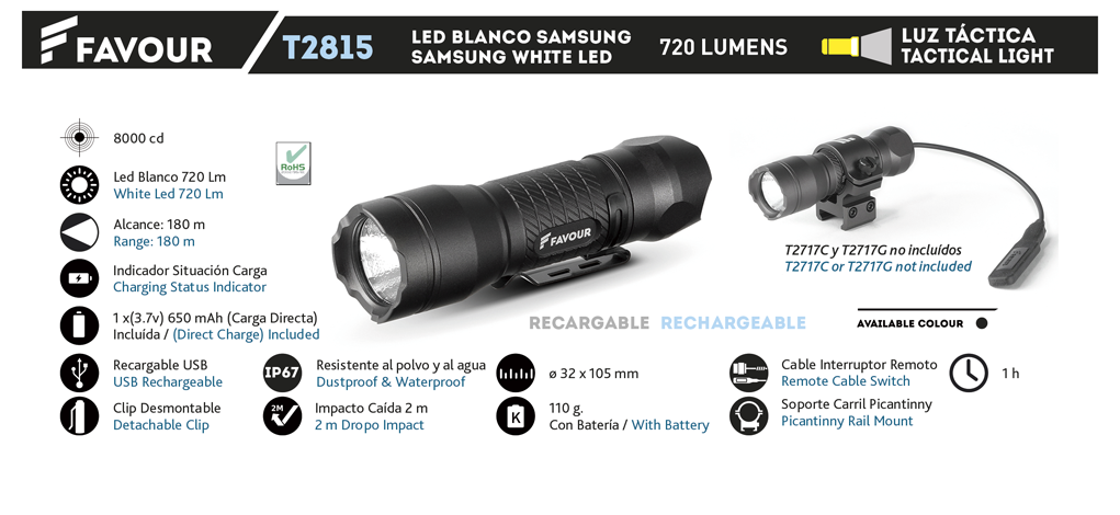FAVOUR 720 LM Rechargeable Flashlight