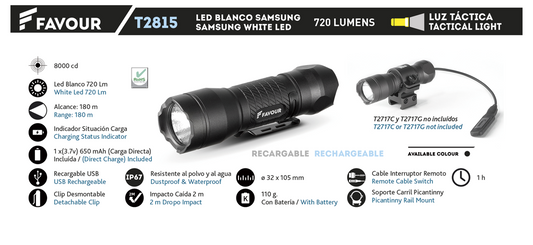 FAVOUR 720 LM Rechargeable Flashlight