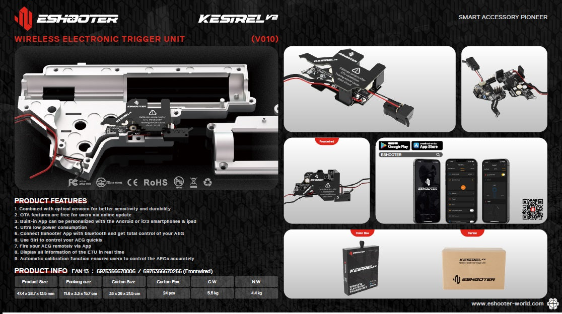 E-Shooter Wireless ETU Kestrel V2 Rear wired V010