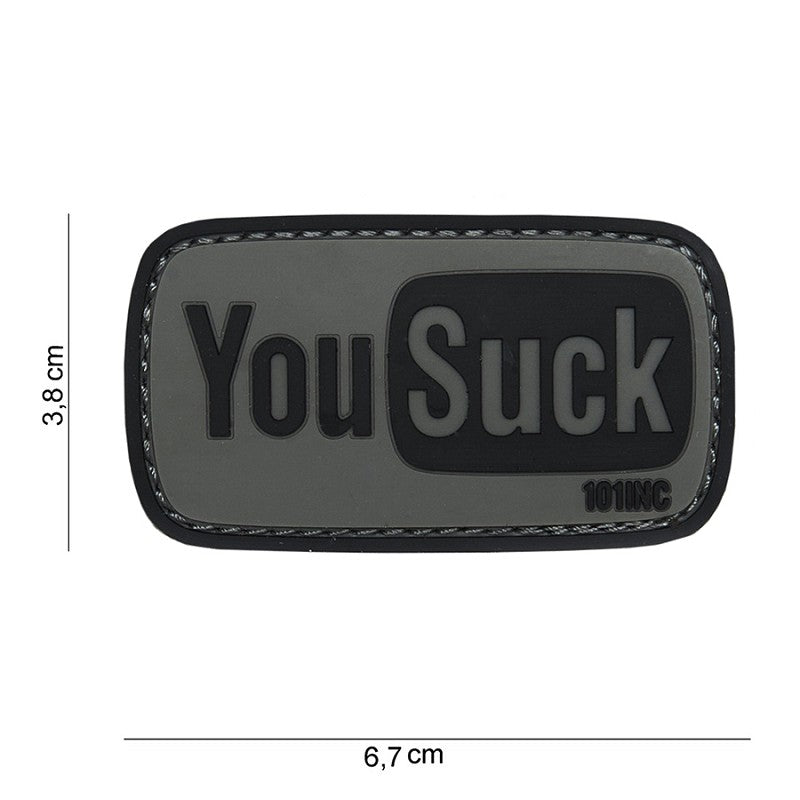 Patch 3D PVC You suck grey/black