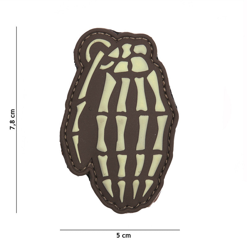Patch 3D PVC Skull granade brown