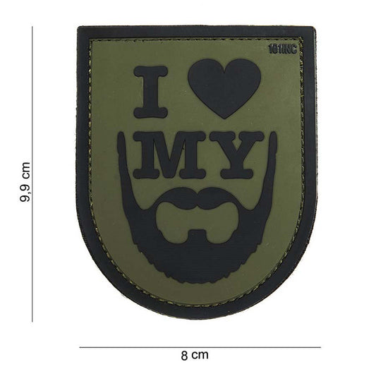 Patch 3D PVC I love my beard green