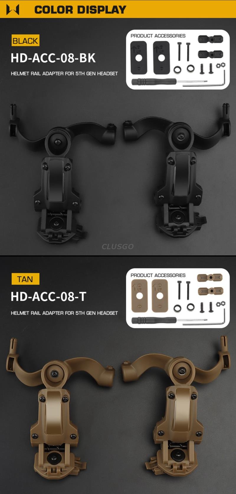 Tactical Headset Bracket Helmet Rail Adapter 360 rotation Fit OPS Core ARC and Team Wendy OD