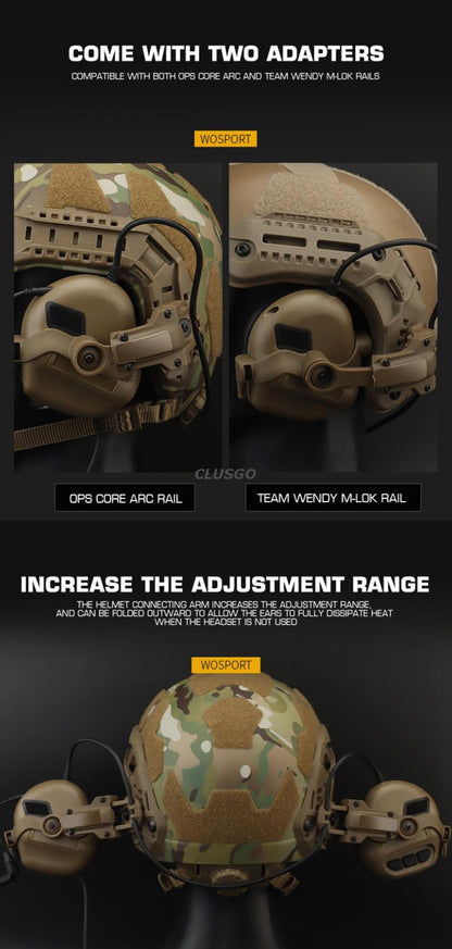 Tactical Headset Bracket Helmet Rail Adapter 360 rotation Fit OPS Core ARC and Team Wendy OD