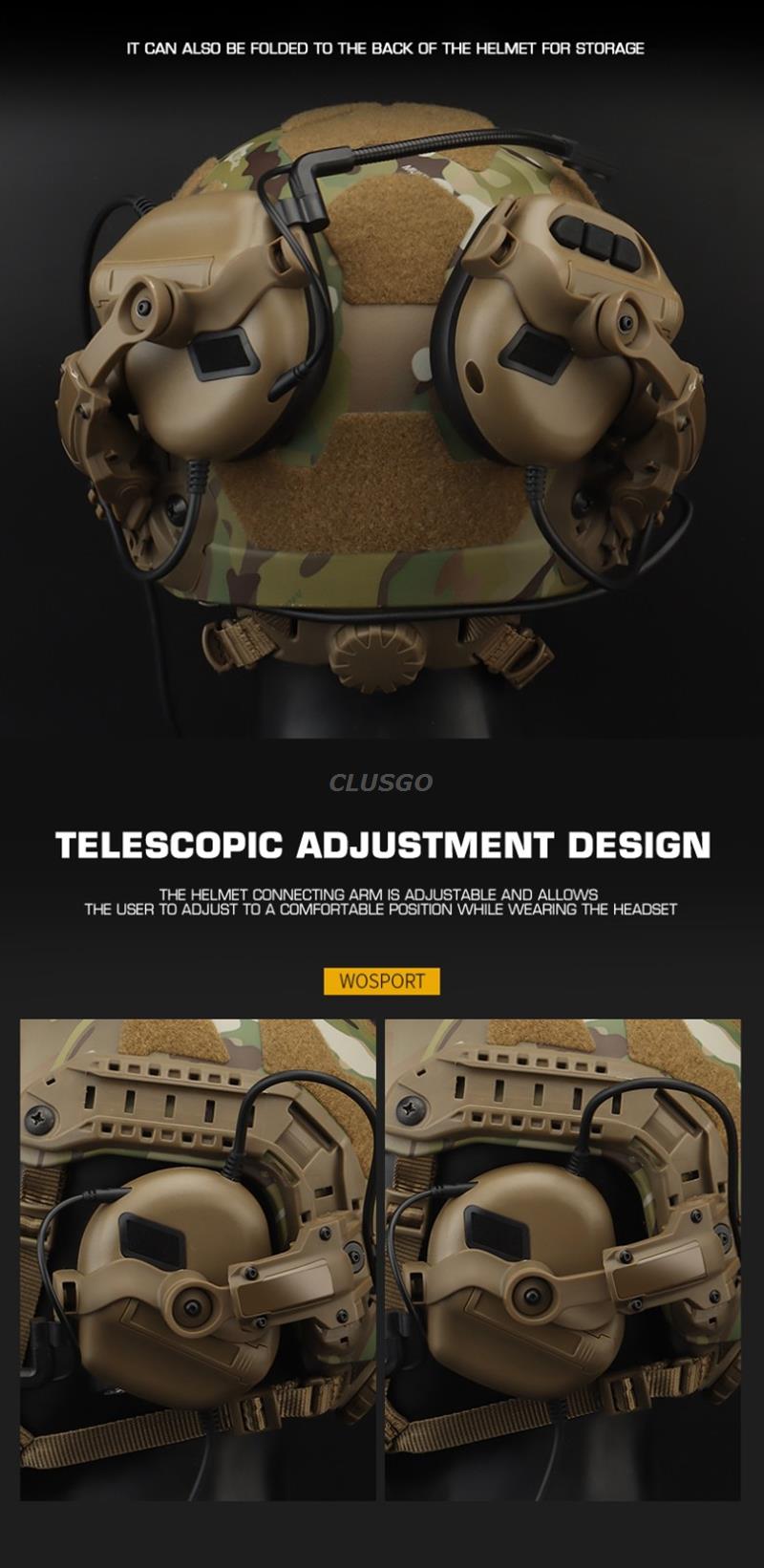 Tactical Headset Bracket Helmet Rail Adapter 360 rotation Fit OPS Core ARC and Team Wendy TAN