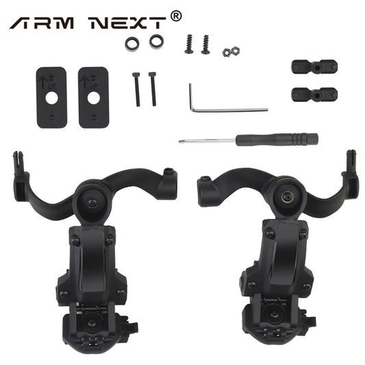 Tactical Headset Bracket Helmet Rail Adapter 360 rotation Fit OPS Core ARC and Team Wendy Black