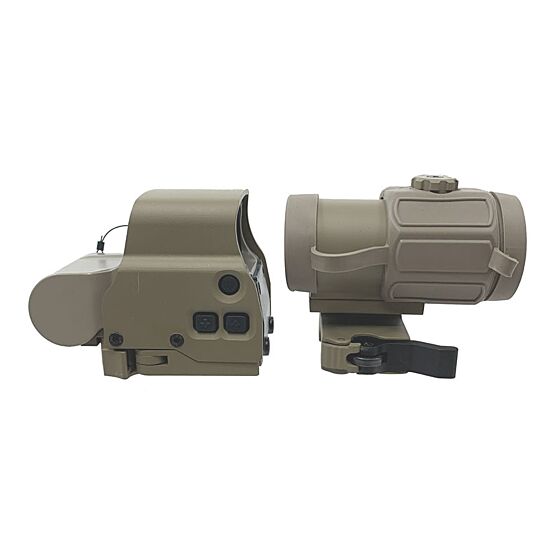 JJ airsoft XPS3.2 holo sight set + G43 3x magnifier with folding ring (tan)