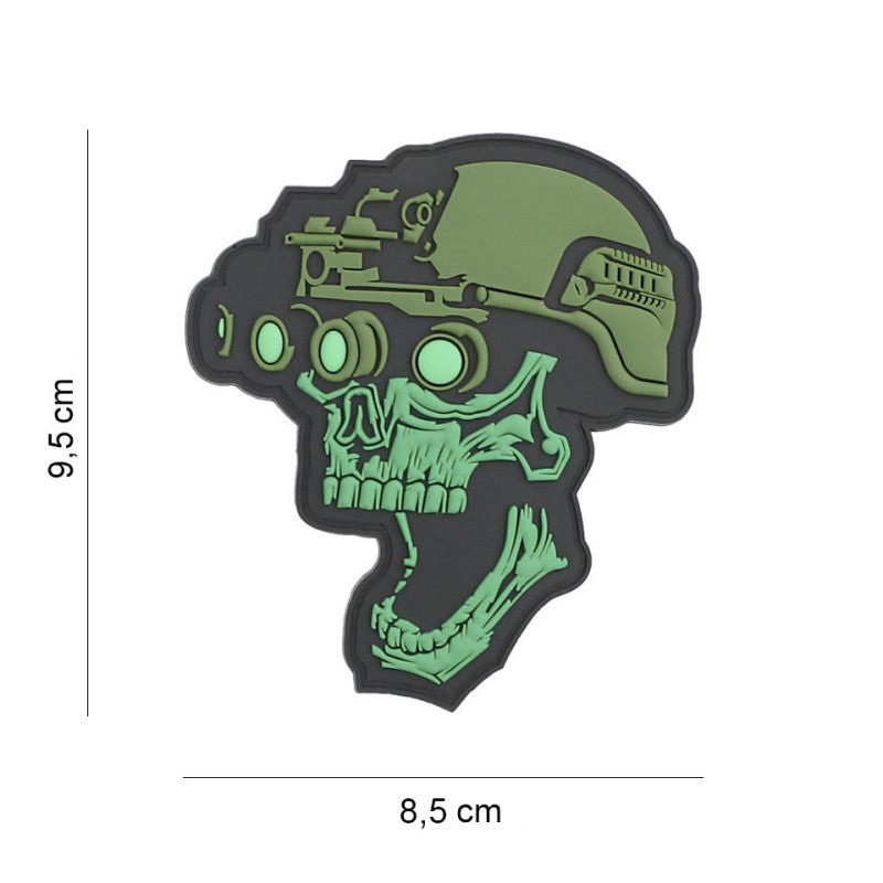 Patch 3D PVC Night vision skull green