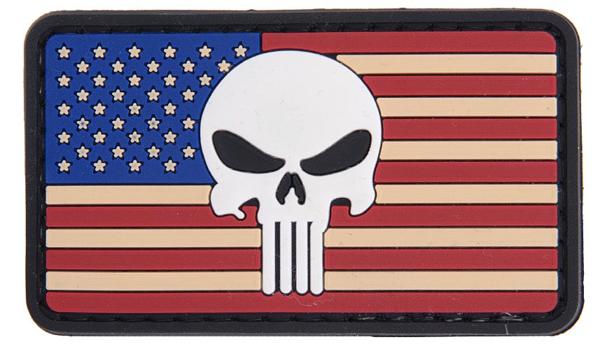 US FLAG SKULL PVC PATCH