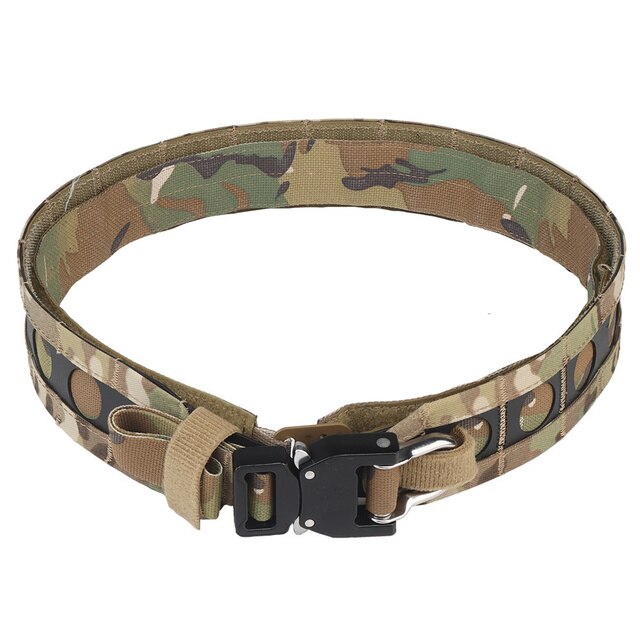 Ferro Style Airsoft Bison Tactical Belt Two Layer Quick Detach Metal Buckle Lightweight Molle Waist Belt Multicam