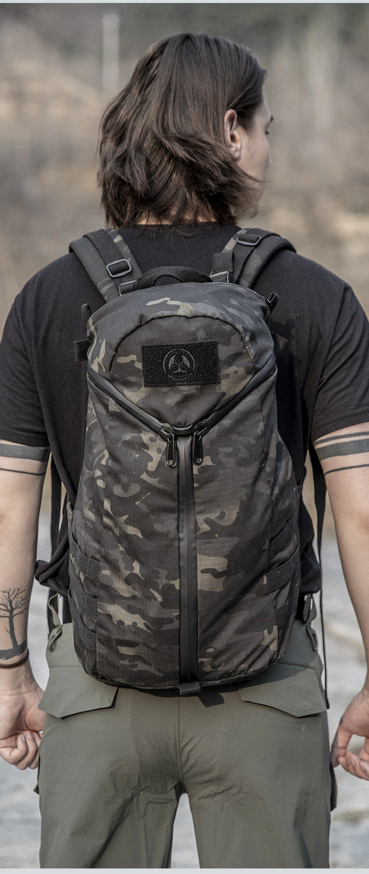 Tactical Combat Backpack Large Capacity Waterproof Army Multicam Black