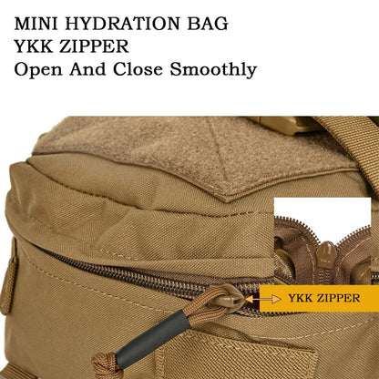 Mini Hydration Backpack MOLLE YKK Zipper 500D Nylon Black