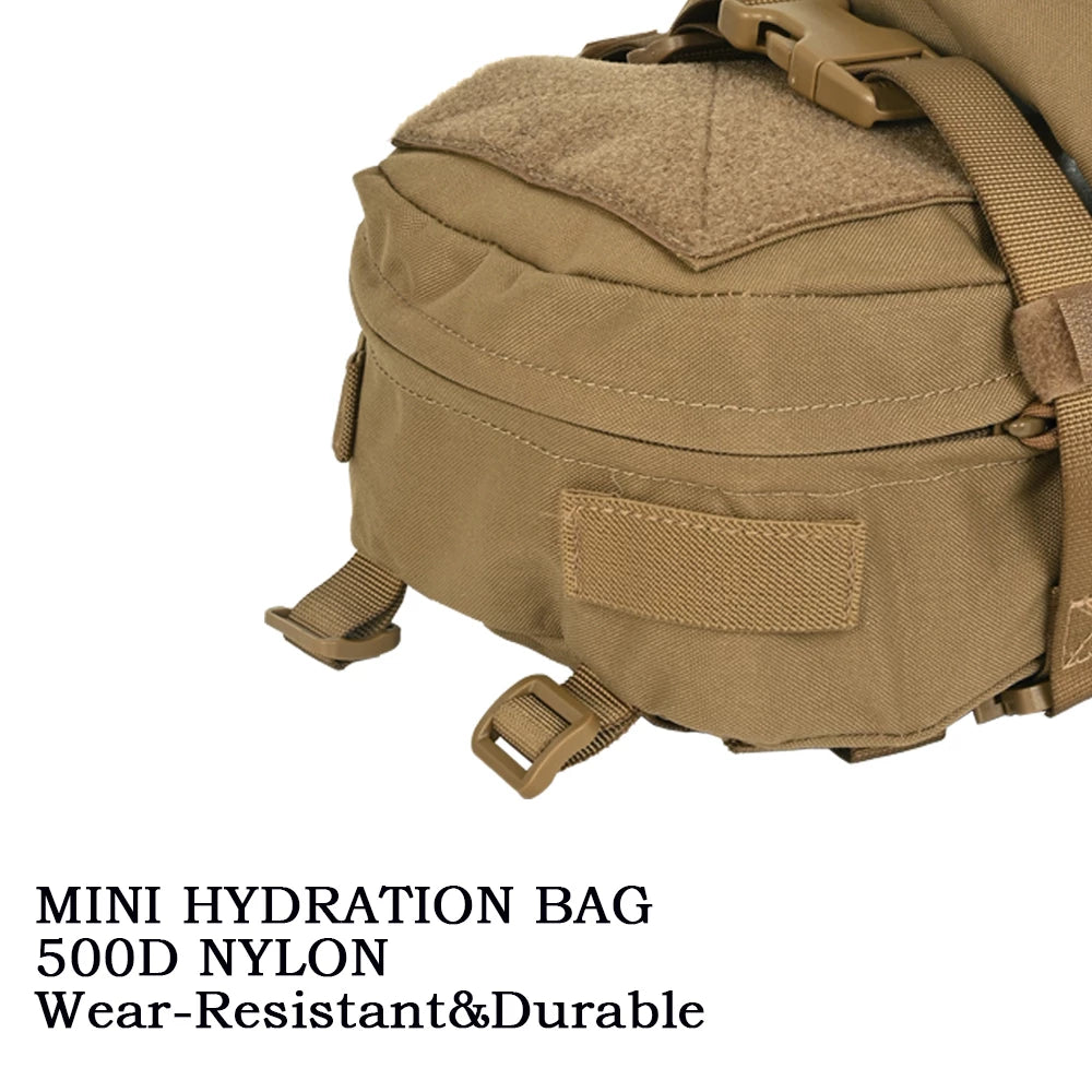 Mini Hydration Backpack MOLLE YKK Zipper 500D Nylon Black