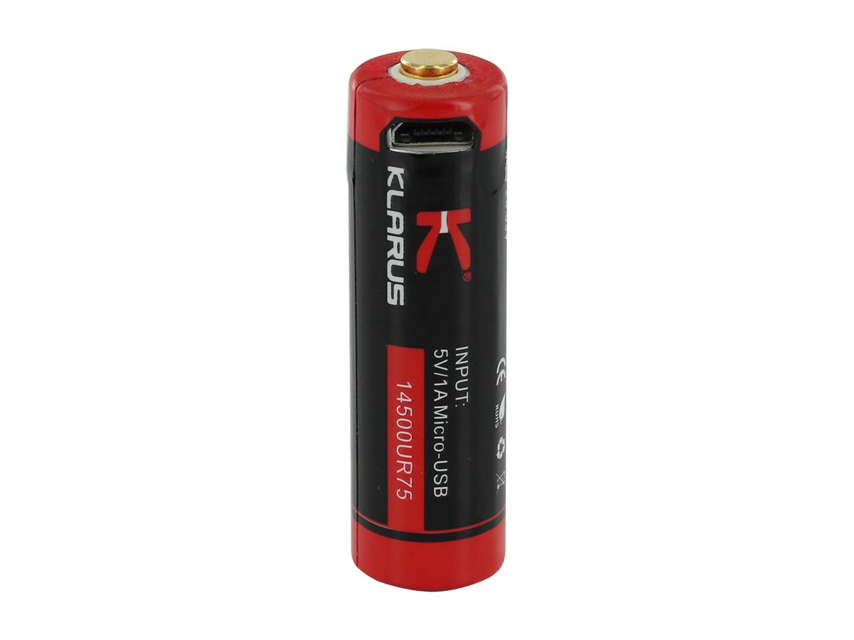Klarus 14500 Battery 3.7V 750mAh Micro-USB